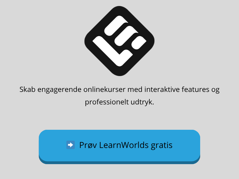 Eksempel på kursusplatform bygget med LearnWorlds – interaktive moduler, video og brugerflade i moderne design